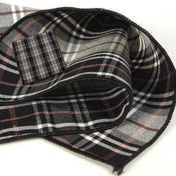 ポケットチーフ 綿TC素材使用　チェック柄　ブラック、レッドの2色　　PC27　 |  | 04