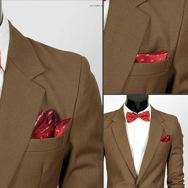 ポケットチーフ 銀糸 V飾り パターン  レッド  PC29 |  | 01