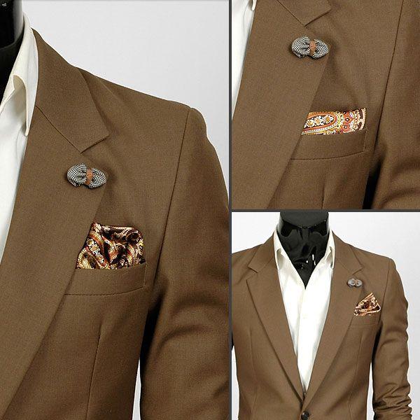 ポケットチーフ ペイズリー柄 チーフ ブラウン サテン生地  PC30 |  | 01