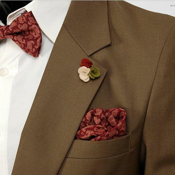 ポケットチーフ ペイズリー柄 チーフ ワイン色 綿混素材 PC32 |  | 03