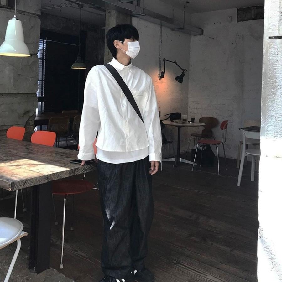 長袖 カジュアル シャツ 韓国ファッション スクエア 四角 ポケット クロップ オーバーサイズ メンズ レディース ユニセックスルーズフィット 5色 ワンサイズ |  | 09