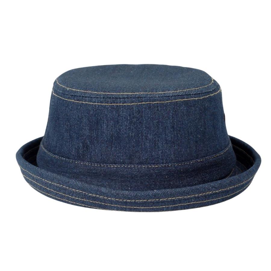 ポークパイハット デニム生地 帽子 メンズ レディース ハット帽 男女兼用 帽子 58cm フリーサイズ Ruben ストライプ、ネイビー、ブラック　3色 |  | 08