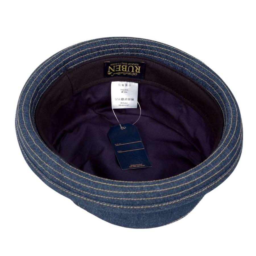 ポークパイハット デニム生地 帽子 メンズ レディース ハット帽 男女兼用 帽子 58cm フリーサイズ Ruben ストライプ、ネイビー、ブラック　3色 |  | 09