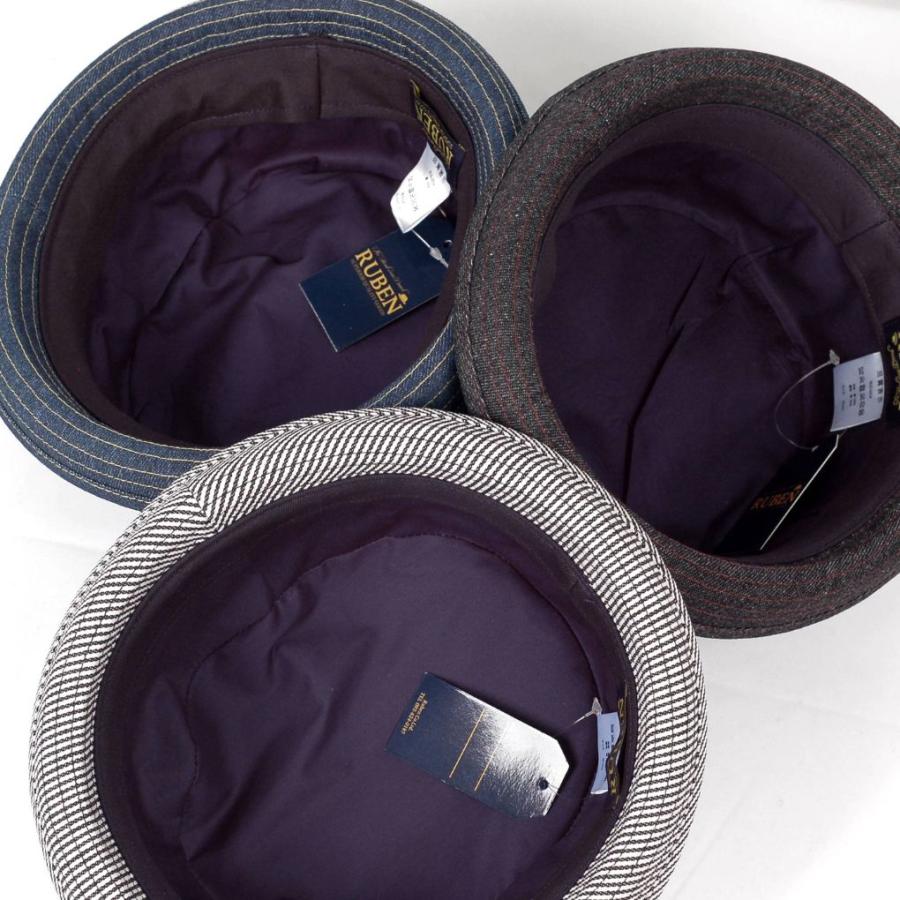 ポークパイハット デニム生地 帽子 メンズ レディース ハット帽 男女兼用 帽子 58cm フリーサイズ Ruben ストライプ、ネイビー、ブラック　3色 |  | 11