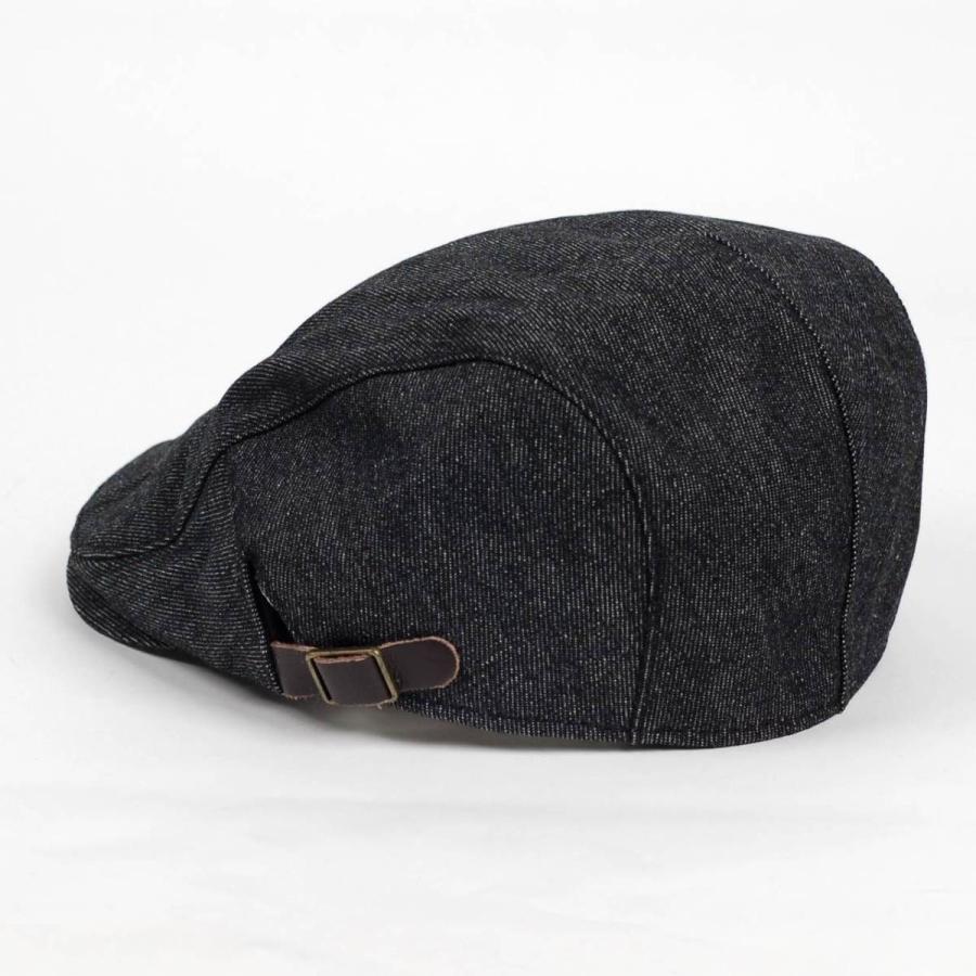 ハンチング帽 デニム 生地 ブラック 黒 Flatcap メンズ レディース ハンチング キャップ 帽子 サイズ 58.5cm サイドベルト付き 調整可能 |  | 04