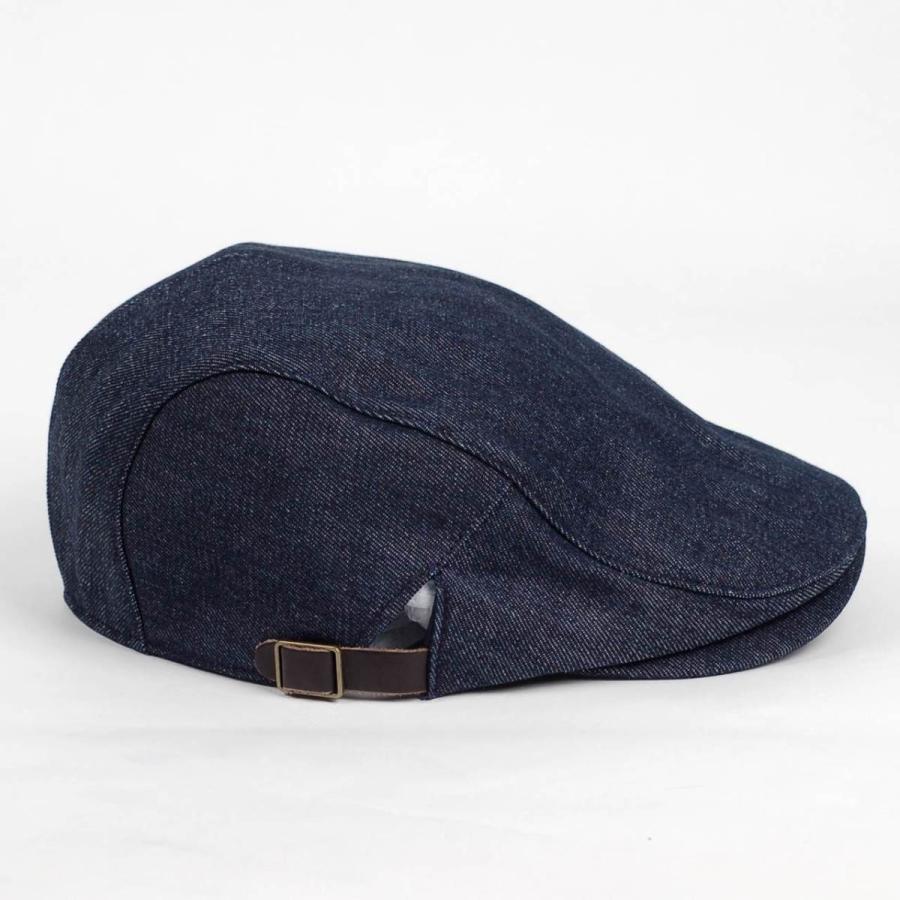 ハンチング帽 デニム 生地 ネイビー 紺色 Flatcap メンズ レディース ハンチング キャップ 帽子 サイズ 58.5cm サイドベルト付き 調整可能 |  | 02