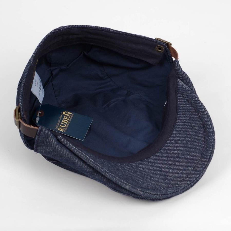 ハンチング帽 デニム 生地 ネイビー 紺色 Flatcap メンズ レディース ハンチング キャップ 帽子 サイズ 58.5cm サイドベルト付き 調整可能 |  | 05