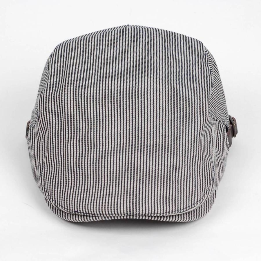 ハンチング帽 ヒッコリー デニム 生地 ストライプ柄 Flatcap メンズ レディース ハンチング キャップ 帽子 サイズ 58.5cm サイドベルト付き 調整可能 |  | 01
