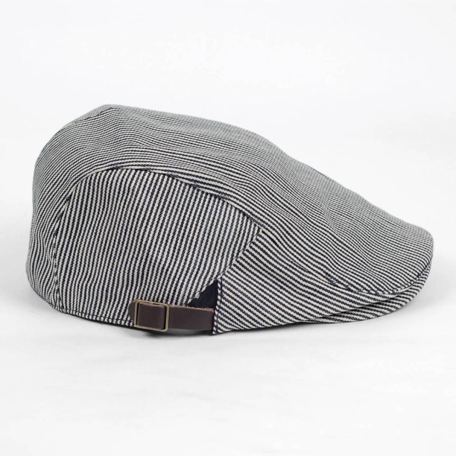 ハンチング帽 ヒッコリー デニム 生地 ストライプ柄 Flatcap メンズ レディース ハンチング キャップ 帽子 サイズ 58.5cm サイドベルト付き 調整可能 |  | 02