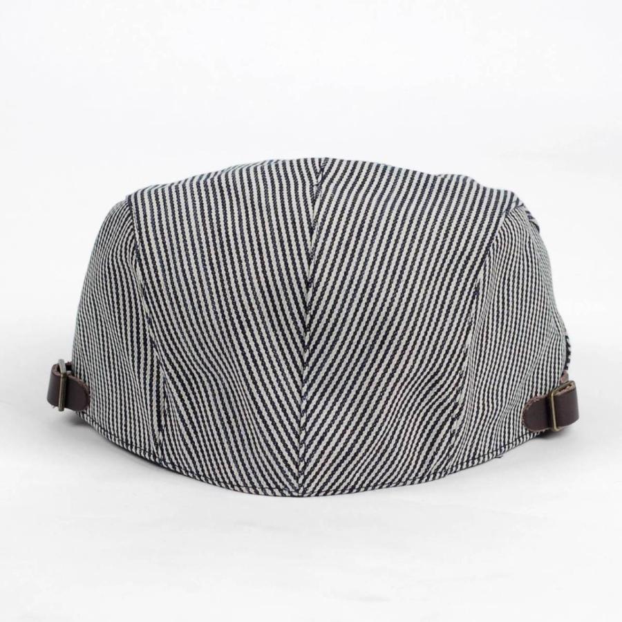 ハンチング帽 ヒッコリー デニム 生地 ストライプ柄 Flatcap メンズ レディース ハンチング キャップ 帽子 サイズ 58.5cm サイドベルト付き 調整可能 |  | 03