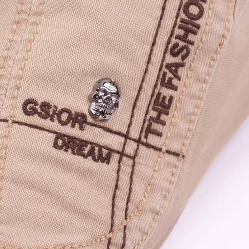 ハンチング帽 メンズ 帽子 キャスケット コットン スカル 刺繍 カジュアル  58cm ベージュ ブラック ブラウン ネイビー 全4色 アウトドア ゴルフ 送料無料 |  | 12