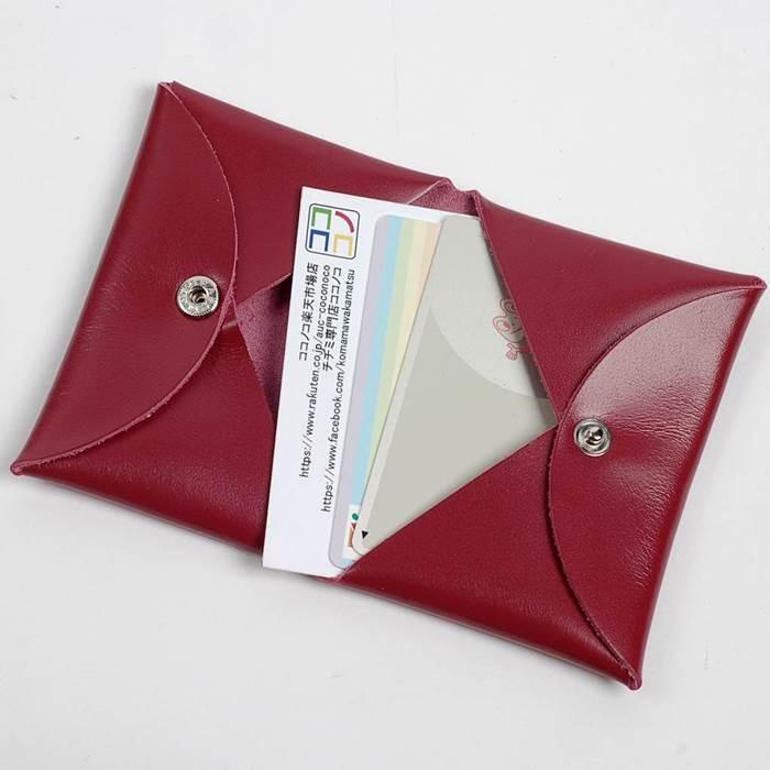 名刺入れ カード入れ メンズ レディース 本革 ワインレッド 赤色 男女共用 薄型 シンプルでおしゃれ スリムでかわいい レザー 小物 雑貨 名刺約50枚収納 |  | 03