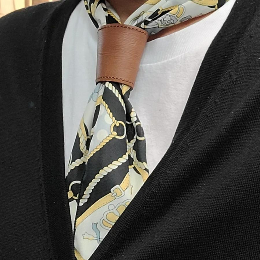 スカーフ リング 革 滑りにくい レザー仕様 スカーフ留め ２タイプ 開閉不可 韓国ファッション 小物 アクセサリー 送料無料 敬老の日　父の日 |  | 10