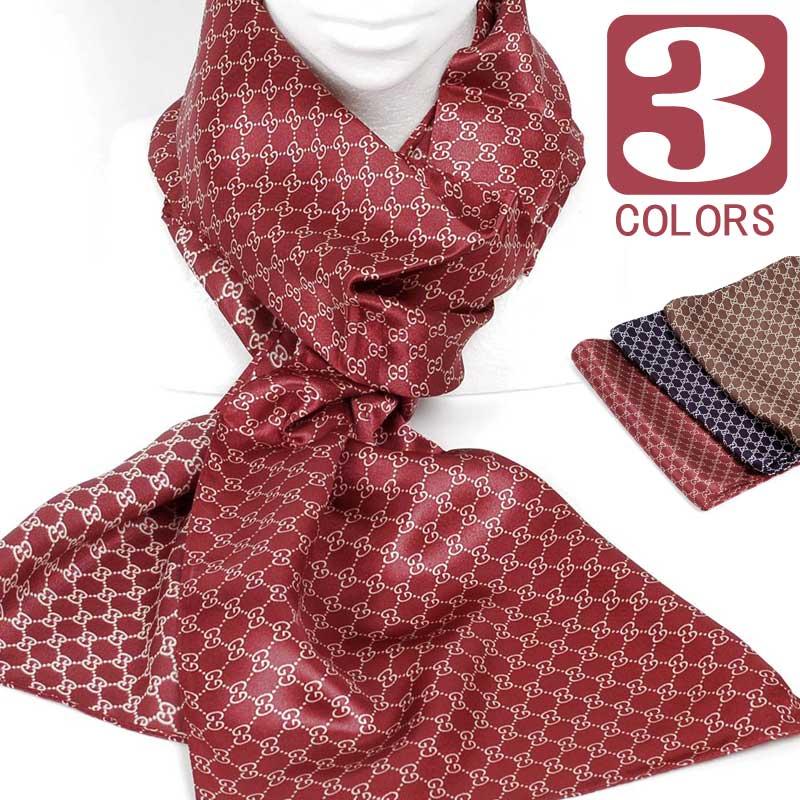 ストール マフラー メンズ ロング ネックタイ スカーフ GG チェック柄 チェーン 細長 ソフト スカーフ レーヨン 韓国ファッション 韓国製 送料無料 | 