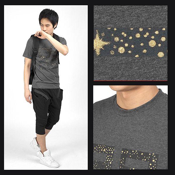 ラウンドネック 半袖 Tシャツ スペース宇宙モチーフ　奈染プリント ホワイト グレー ブラック　３色 tst04 |  | 02