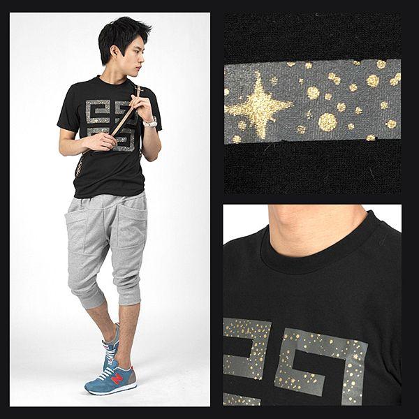 ラウンドネック 半袖 Tシャツ スペース宇宙モチーフ　奈染プリント ホワイト グレー ブラック　３色 tst04 |  | 03