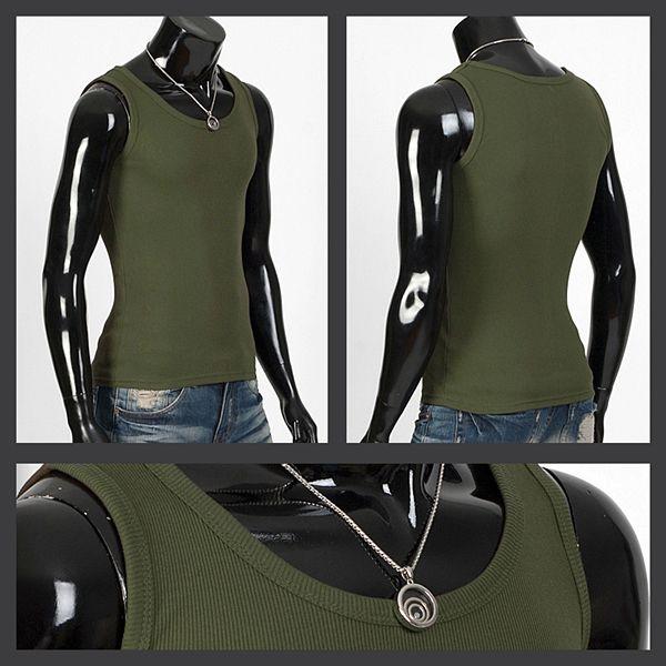 ラウンドネック　基本 袖なし　Tシャツ　白、黒、グレー、ワイン、カーキ、ネイビー、ベージュの7色 tst07 |  | 05