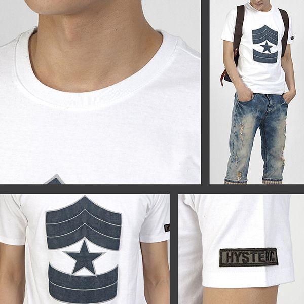 ラウンドネック 半袖 Tシャツ ミリタリー モチーフ 米軍　階級章プリント　袖裾　パッチ付き　ホワイト、アイボリー、ネイビー　３色 tst09 |  | 03