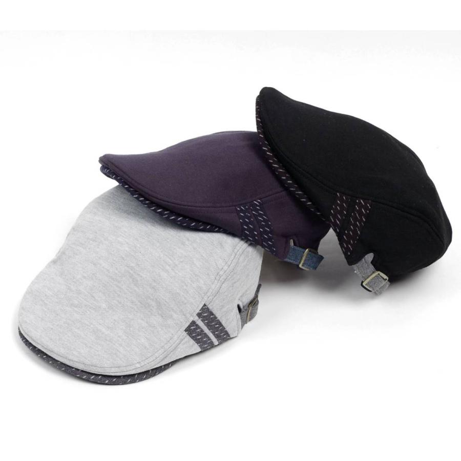 ハンチング 久留米絣 ダブル パイピング ライン スウェット 無地 メンズ レディース ハンチング キャスケット キャップ 秋冬 帽子 フリーサイズ58cm 3色 |  | 05