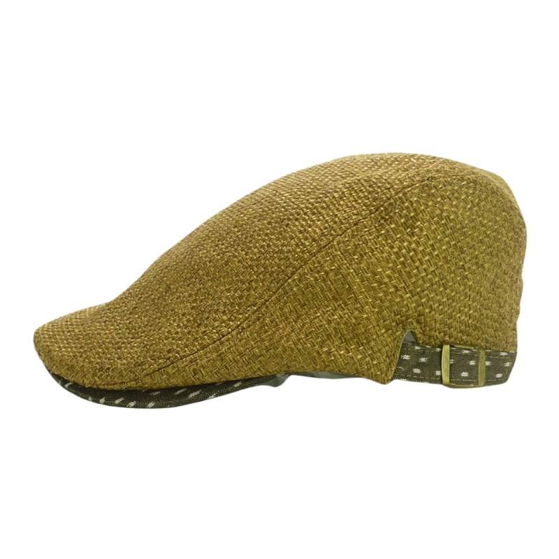 ハンチング 久留米カスリ ツバポリジュート 麦わら風 生地 無地 メンズ レディース ハンチング キャスケット キャップ 秋冬 帽子 フリーサイズ58cm  送料無料 |  | 04