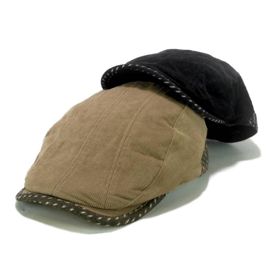 ハンチング 久留米カスリ パイピング ライン コーデュロイ 無地 メンズ レディース ハンチング キャスケット キャップ 秋冬 帽子 フリーサイズ58cm |  | 03