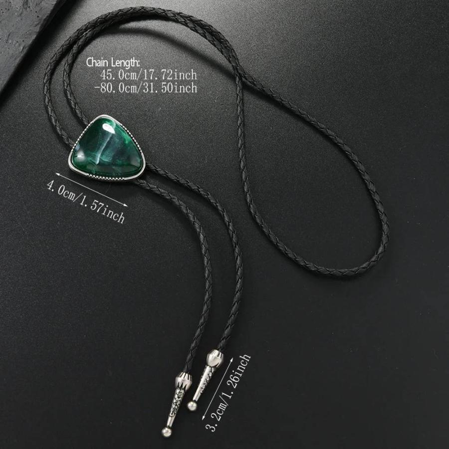 ループタイ ボロタイ マーブルカラー ガラスストーン ペンダント メンズアクセサリー 紳士用 ジュエリー 紐付き ロープタイ グリーン ブラック 送料無料 |  | 05