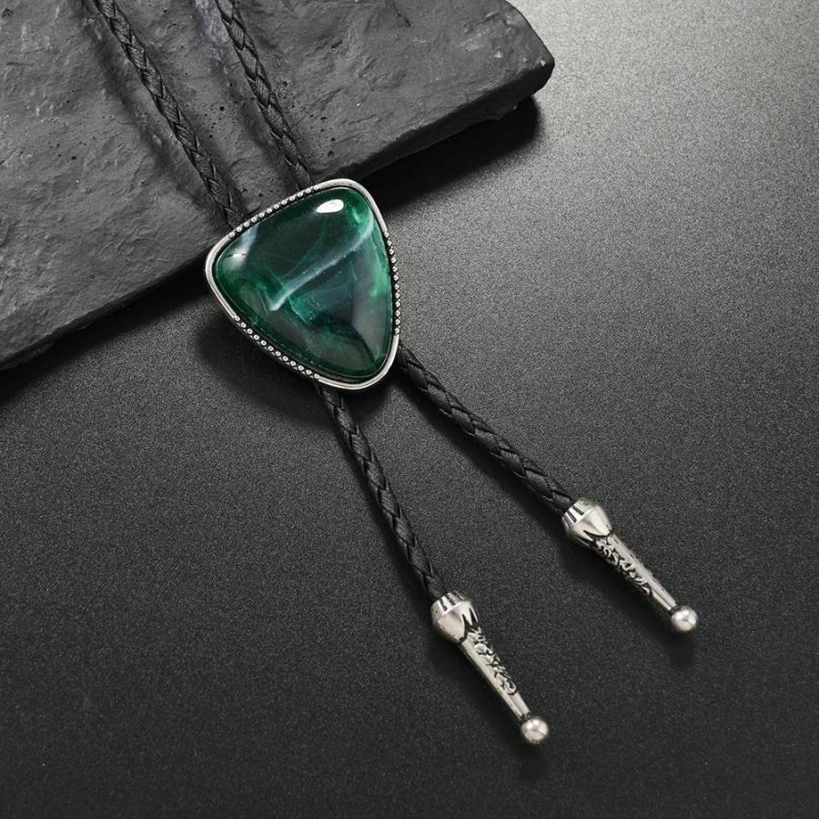 ループタイ ボロタイ マーブルカラー ガラスストーン ペンダント メンズアクセサリー 紳士用 ジュエリー 紐付き ロープタイ グリーン ブラック 送料無料 |  | 06