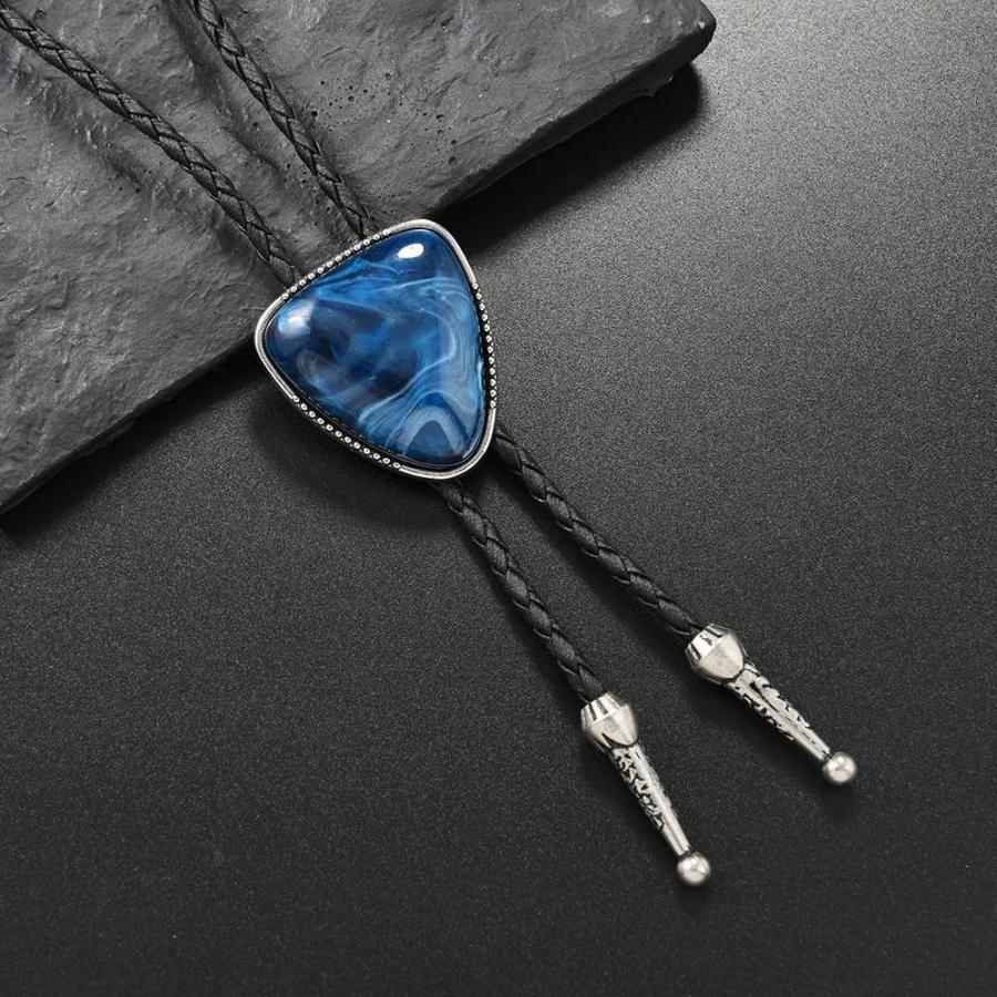 ループタイ ボロタイ マーブルカラー ガラスストーン ペンダント メンズアクセサリー 紳士用 ジュエリー 紐付き ロープタイ グリーン ブラック 送料無料 |  | 07