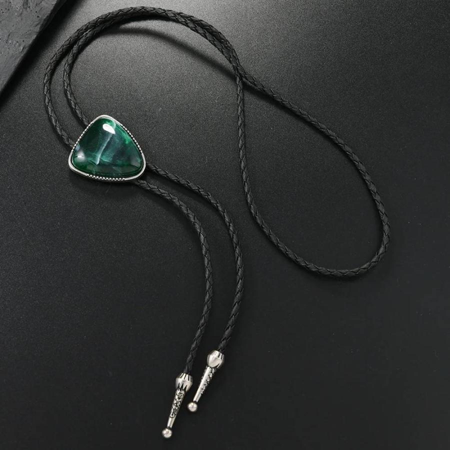 ループタイ ボロタイ マーブルカラー ガラスストーン ペンダント メンズアクセサリー 紳士用 ジュエリー 紐付き ロープタイ グリーン ブラック 送料無料 |  | 09