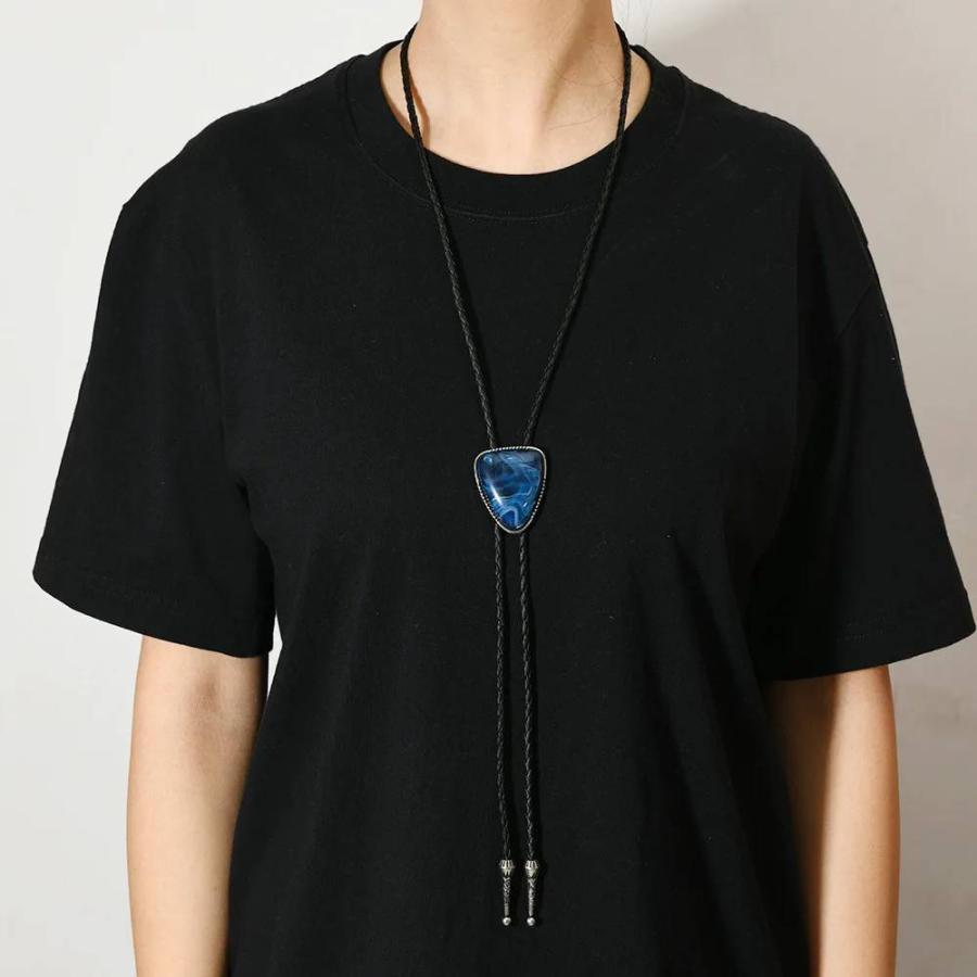 ループタイ ボロタイ マーブルカラー ガラスストーン ペンダント メンズアクセサリー 紳士用 ジュエリー 紐付き ロープタイ グリーン ブラック 送料無料 |  | 10