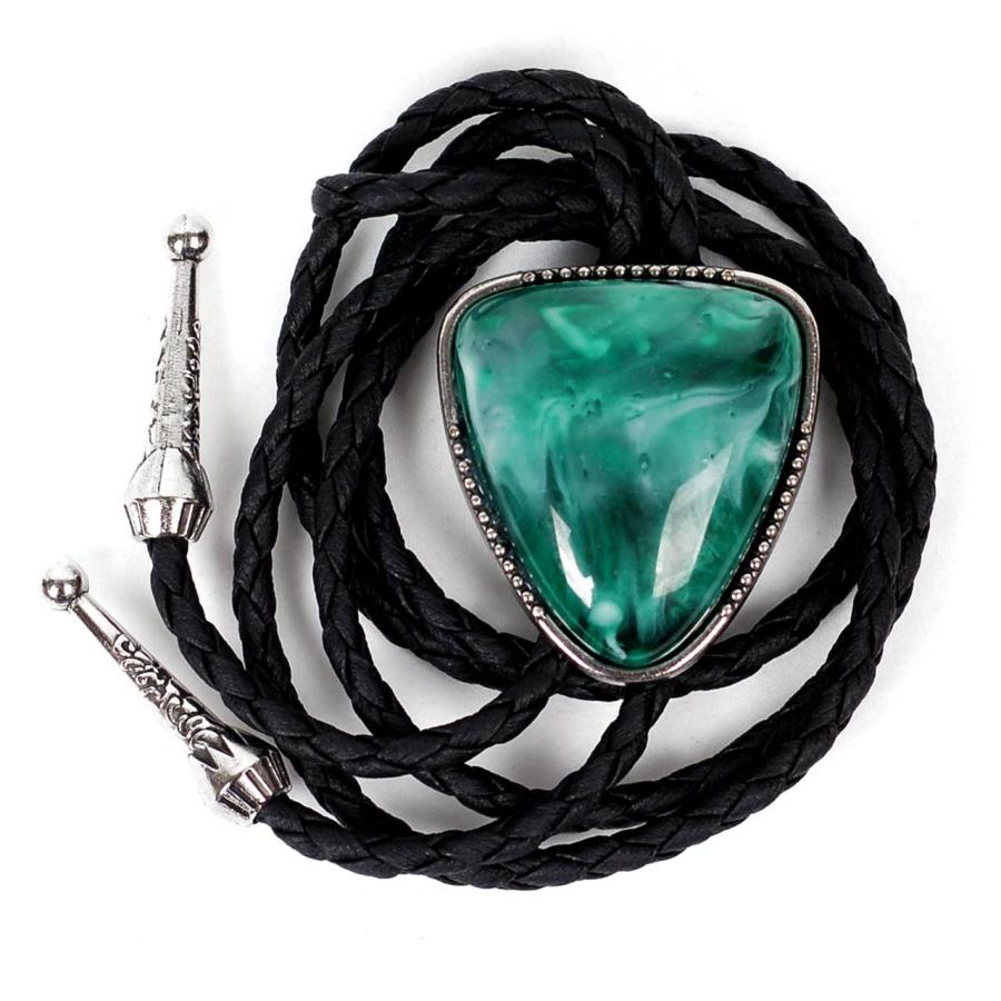 ループタイ ボロタイ マーブルカラー ガラスストーン ペンダント メンズアクセサリー 紳士用 ジュエリー 紐付き ロープタイ グリーン ブラック 送料無料 |  | 12