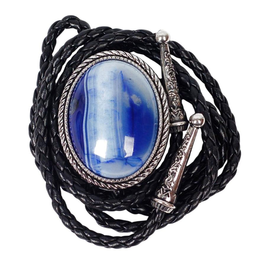 ループタイ メンズ ボロタイ ビッグ ナチュラル ストーン ネクタイ代わり ブルー系ストーン オーバル ストーン 編み紐 ウエスタン ロック付 送料無料 男女兼用 |  | 04