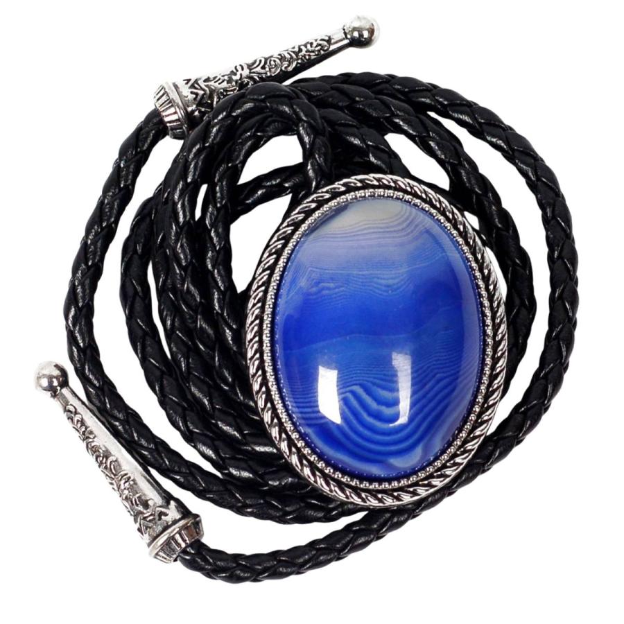 ループタイ メンズ ボロタイ ビッグ ナチュラル ストーン ネクタイ代わり ブルー系ストーン オーバル ストーン 編み紐 ウエスタン ロック付 送料無料 男女兼用 |  | 05