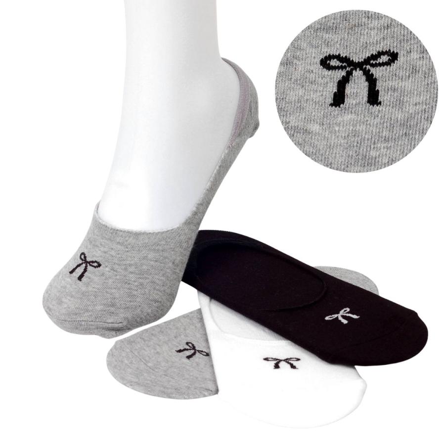 フットカバー レディース 脱げにくい 靴下 浅履き かわいいリボン柄 シリコン付き 滑り止め ゴムバンド付き パンプス用 ソックス、送料無料 韓国製 | 