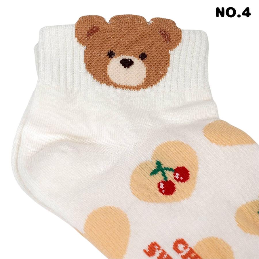 ソックス 靴下 アンクルソックス レディース かわいい クマ柄 韓国製 アンクルソックス（クマ＆チェリー）おしゃれ プレゼント ギフト 送料無料 |  | 11
