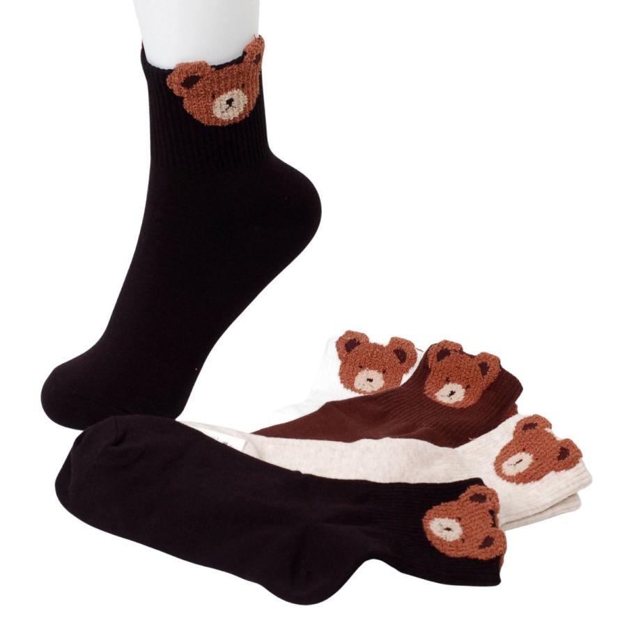 靴下 レディース 韓国 かわいい クマ柄 クルーソックス 韓国ファッション おしゃれ 秋冬 アニマル コットン 韓国製 単品 プレゼント ギフト 送料無料 |  | 01