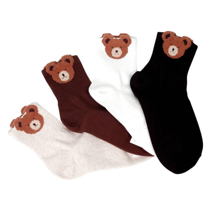 靴下 レディース 韓国 かわいい クマ柄 クルーソックス 韓国ファッション おしゃれ 秋冬 アニマル コットン 韓国製 単品 プレゼント ギフト 送料無料 |  | 02