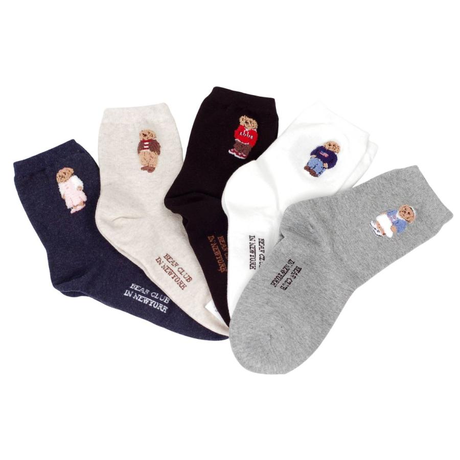 靴下 レディース 韓国 刺繍 クマ柄 クルーソックス かわいい おしゃれ 秋冬 韓国ファッション アニマル ソックス 韓国製 単品 プレゼント ギフト 送料無料 |  | 02