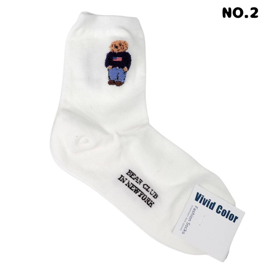 靴下 レディース 韓国 刺繍 クマ柄 クルーソックス かわいい おしゃれ 秋冬 韓国ファッション アニマル ソックス 韓国製 単品 プレゼント ギフト 送料無料 |  | 05