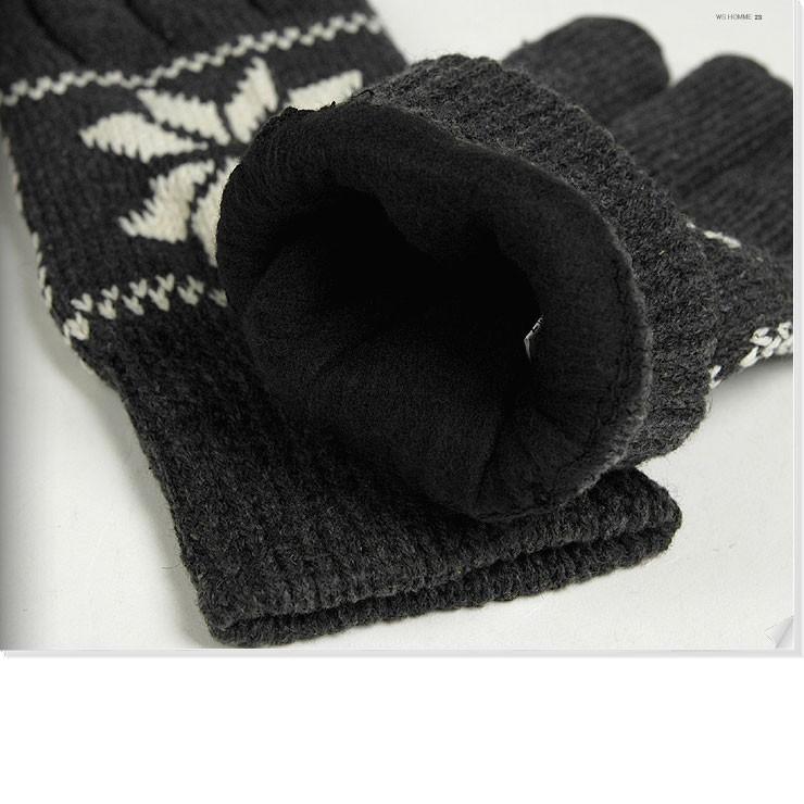 手袋 メンズ 温かい 起毛素材 内側 冬の雪結晶 雪柄 デザイン 男性 グローブ アクリル ニット 手袋 防寒 防風 ブラック ネイビー ベージュ ダークグレー ４色 |  | 10