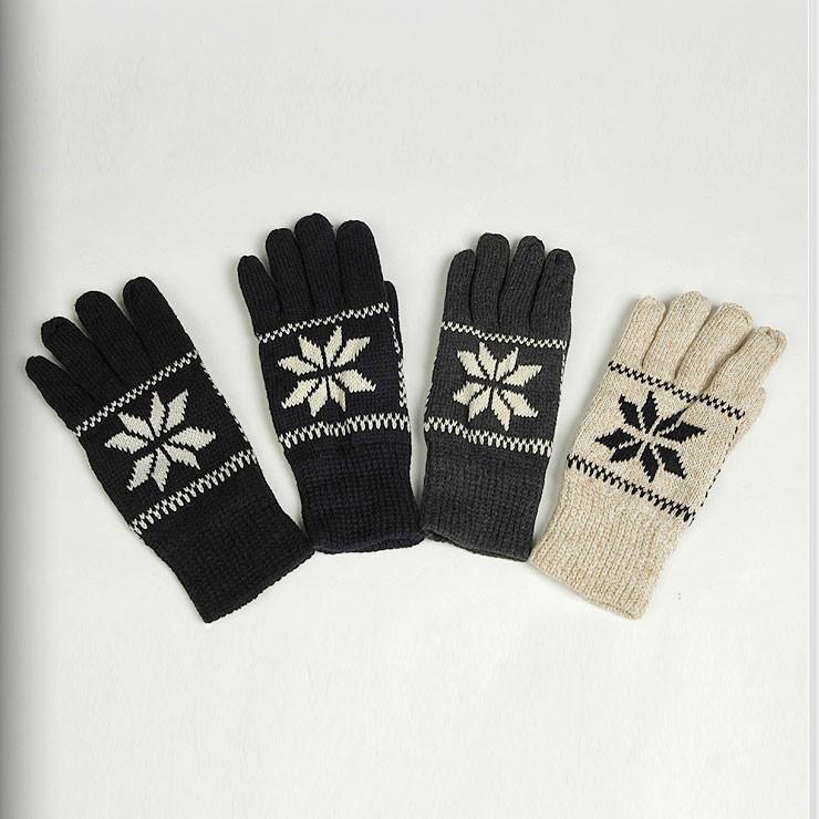 手袋 メンズ 温かい 起毛素材 内側 冬の雪結晶 雪柄 デザイン 男性 グローブ アクリル ニット 手袋 防寒 防風 ブラック ネイビー ベージュ ダークグレー ４色 |  | 02