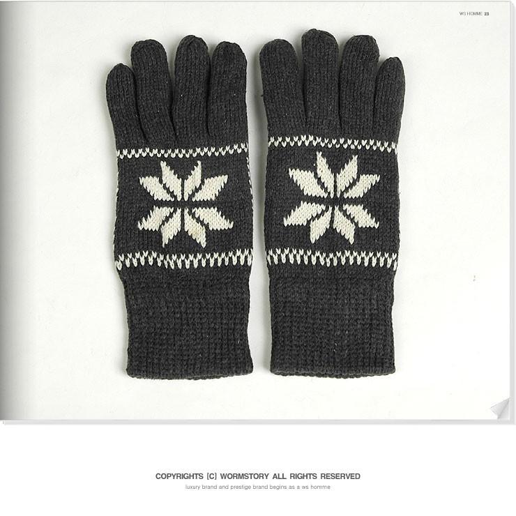 手袋 メンズ 温かい 起毛素材 内側 冬の雪結晶 雪柄 デザイン 男性 グローブ アクリル ニット 手袋 防寒 防風 ブラック ネイビー ベージュ ダークグレー ４色 |  | 03