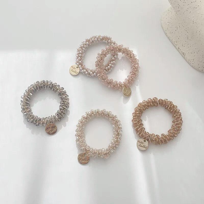 ヘアゴム ヘアアクセ キラキラ ストーン ヘアアクセサリー シャンパン