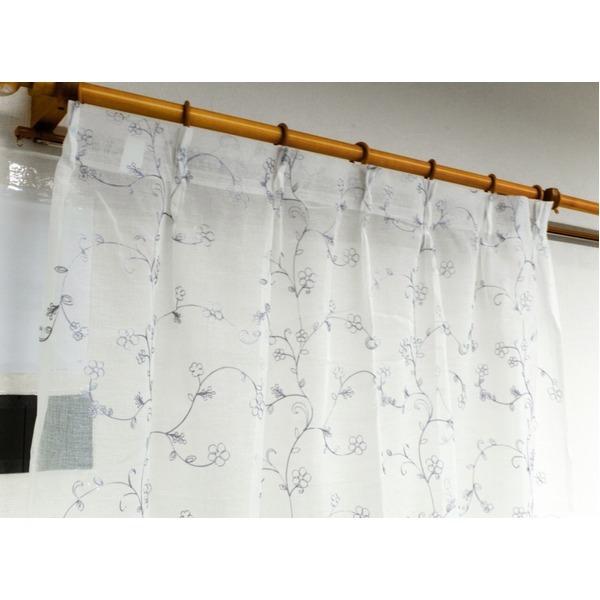 人気アイテム 刺繍 レースカーテン 2枚組 / 100cm×198cm / ホワイト 花柄 洗える アジャスターフック 『ホッパー』 九装 ロールスクリーン