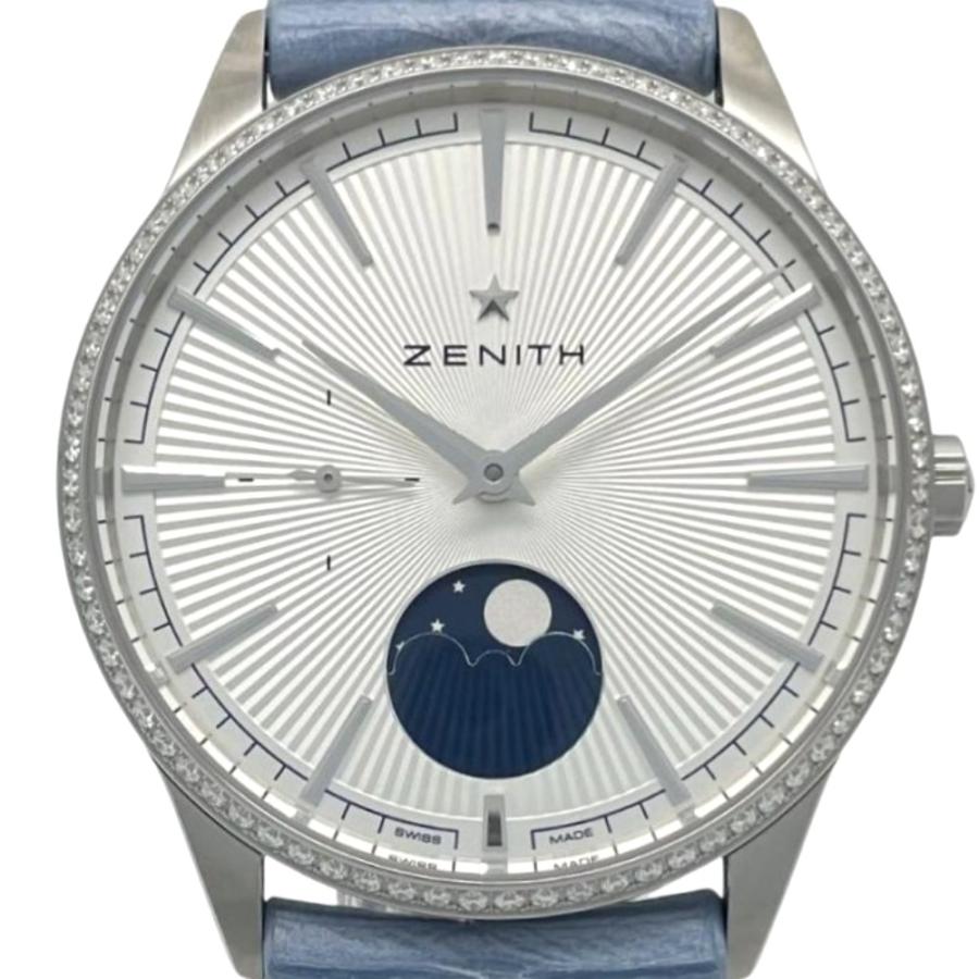 ゼニス エリート ムーンフェイス 36mm ベゼルダイヤ 自動巻き ユニセックス アリゲーター ZENITH 腕時計 未使用品 | Elite（ZENITH）