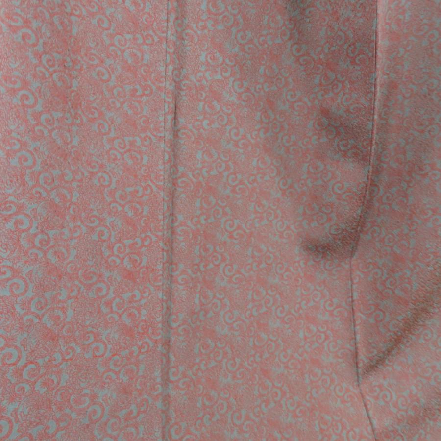 小紋 鶴亀緑喜 袷 広衿 紫色 灰緑色 正絹 丹後ちりめん カジュアル着物 仕立て上がり 身丈158cm |  | 01