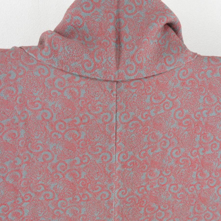 小紋 鶴亀緑喜 袷 広衿 紫色 灰緑色 正絹 丹後ちりめん カジュアル着物 仕立て上がり 身丈158cm |  | 04