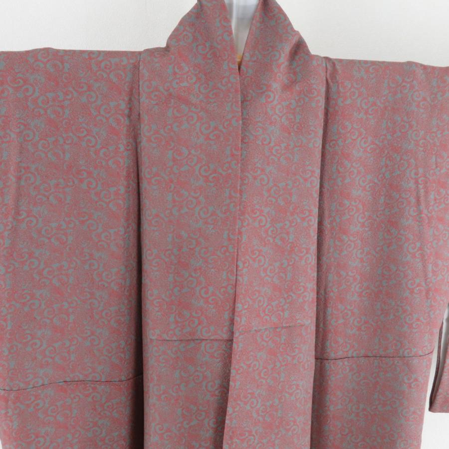 小紋 鶴亀緑喜 袷 広衿 紫色 灰緑色 正絹 丹後ちりめん カジュアル着物 仕立て上がり 身丈158cm |  | 07