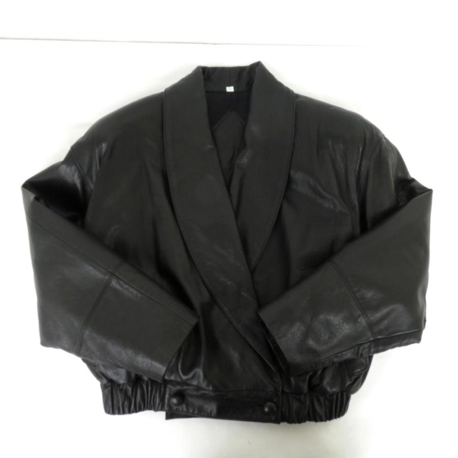 美品 ラムレザージャケット 中綿入り メンズL ブラック 昭和レトロ 肩パット | 