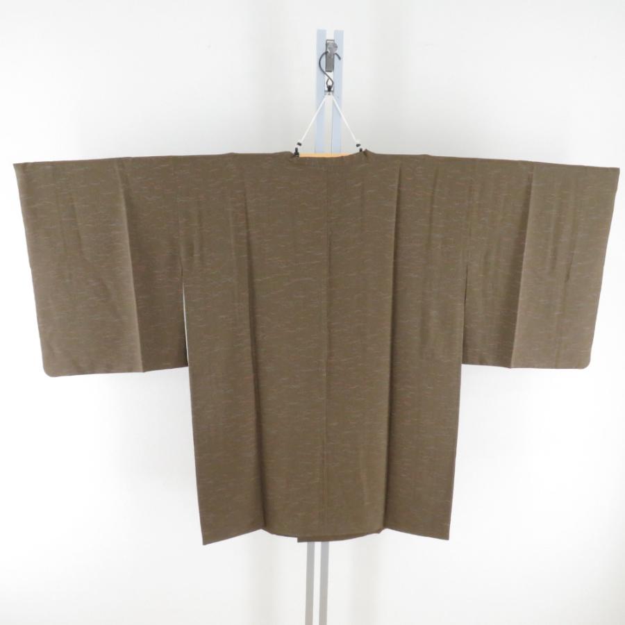 道行 正絹 芝草文様 茶色 和装コート 着物用 ちりよけ カジュアル 身丈 
